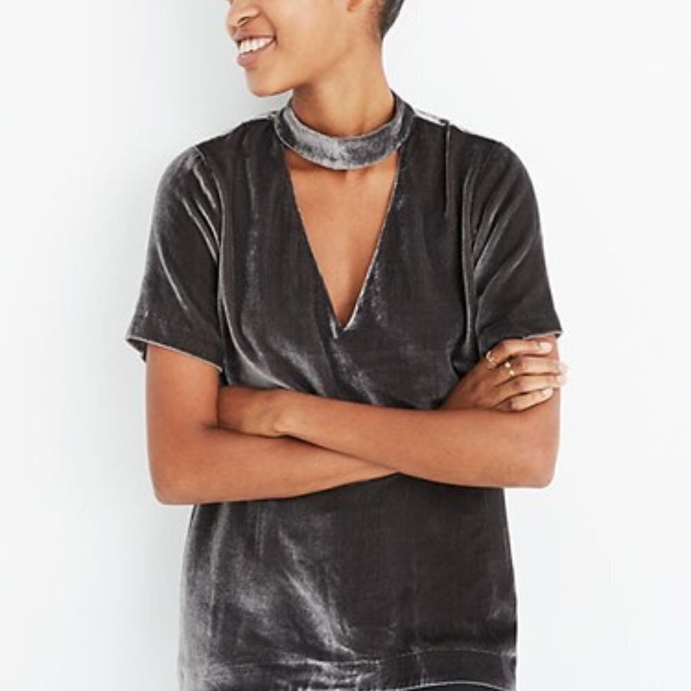 Madewell‎ Velvet Choker Top Size Small